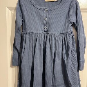 Ribbed Kids Dress in Blue